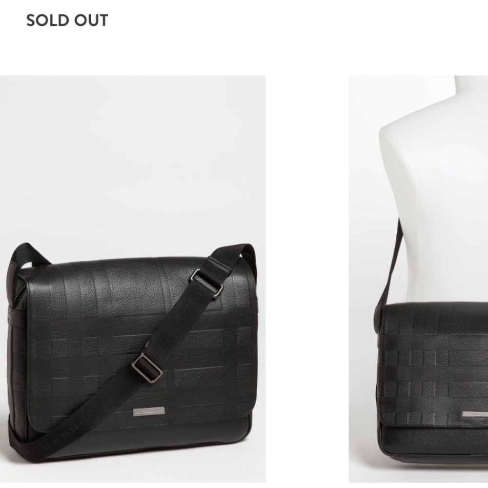 USED Burberry Emmett Checked Embossed Leather Bag